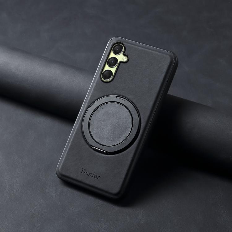 For Samsung Galaxy A16 5G Denior A14 Skin Feel Rotating Holder MagSafe Phone Case(Black) - Galaxy Phone Cases by Denior | Online Shopping UK | buy2fix