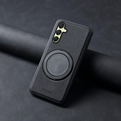 For Samsung Galaxy A16 5G Denior A14 Skin Feel Rotating Holder MagSafe Phone Case(Black) - Galaxy Phone Cases by Denior | Online Shopping UK | buy2fix