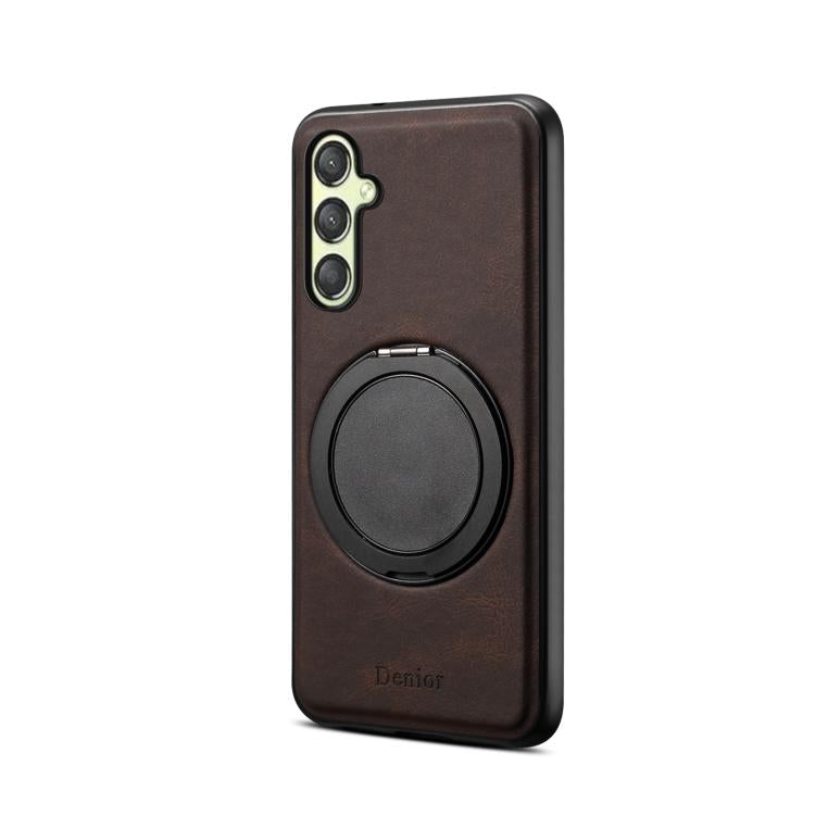 For Samsung Galaxy A25 5G Denior A14 Skin Feel Rotating Holder MagSafe Phone Case(Brown) - Galaxy Phone Cases by Denior | Online Shopping UK | buy2fix