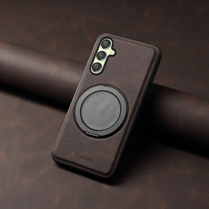 For Samsung Galaxy A25 5G Denior A14 Skin Feel Rotating Holder MagSafe Phone Case(Brown) - Galaxy Phone Cases by Denior | Online Shopping UK | buy2fix