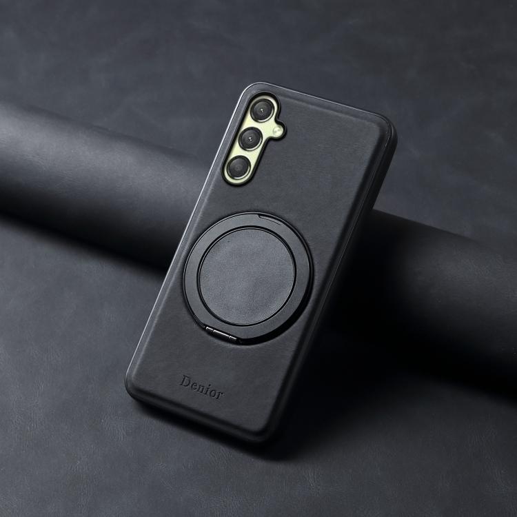 For Samsung Galaxy A25 5G Denior A14 Skin Feel Rotating Holder MagSafe Phone Case(Black) - Galaxy Phone Cases by Denior | Online Shopping UK | buy2fix