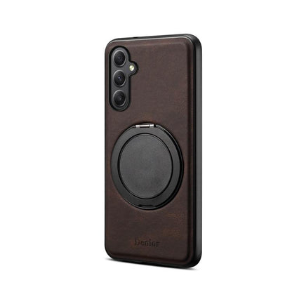 For Samsung Galaxy A35 5G Denior A14 Skin Feel Rotating Holder MagSafe Phone Case(Brown) - Galaxy Phone Cases by Denior | Online Shopping UK | buy2fix