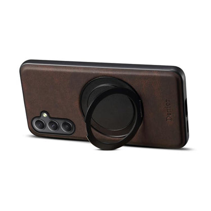 For Samsung Galaxy A35 5G Denior A14 Skin Feel Rotating Holder MagSafe Phone Case(Brown) - Galaxy Phone Cases by Denior | Online Shopping UK | buy2fix