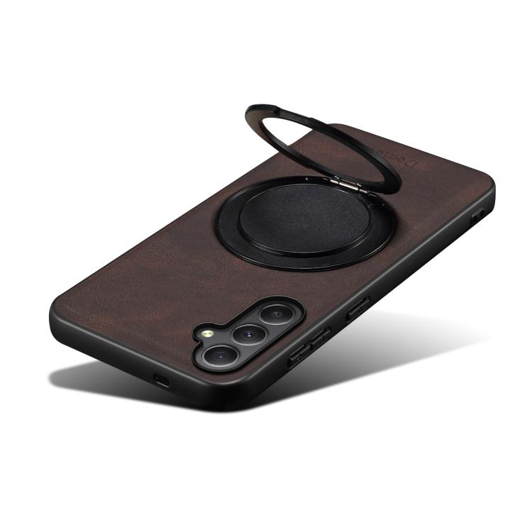 For Samsung Galaxy A35 5G Denior A14 Skin Feel Rotating Holder MagSafe Phone Case(Brown) - Galaxy Phone Cases by Denior | Online Shopping UK | buy2fix