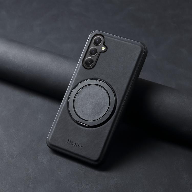 For Samsung Galaxy A35 5G Denior A14 Skin Feel Rotating Holder MagSafe Phone Case(Black) - Galaxy Phone Cases by Denior | Online Shopping UK | buy2fix