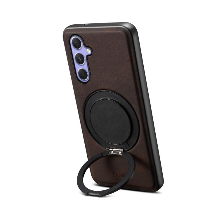 For Samsung Galaxy A55 5G Denior A14 Skin Feel Rotating Holder MagSafe Phone Case(Brown) - Galaxy Phone Cases by Denior | Online Shopping UK | buy2fix
