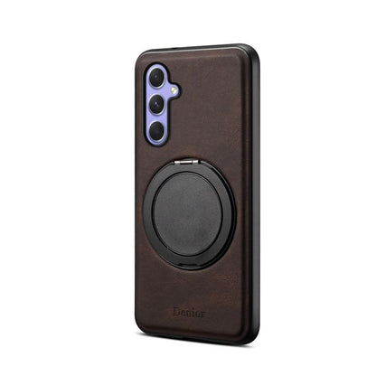 For Samsung Galaxy A55 5G Denior A14 Skin Feel Rotating Holder MagSafe Phone Case(Brown) - Galaxy Phone Cases by Denior | Online Shopping UK | buy2fix