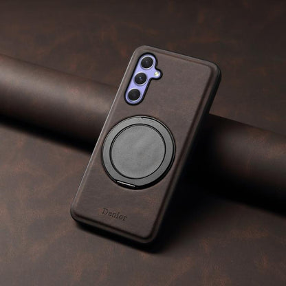 For Samsung Galaxy A55 5G Denior A14 Skin Feel Rotating Holder MagSafe Phone Case(Brown) - Galaxy Phone Cases by Denior | Online Shopping UK | buy2fix