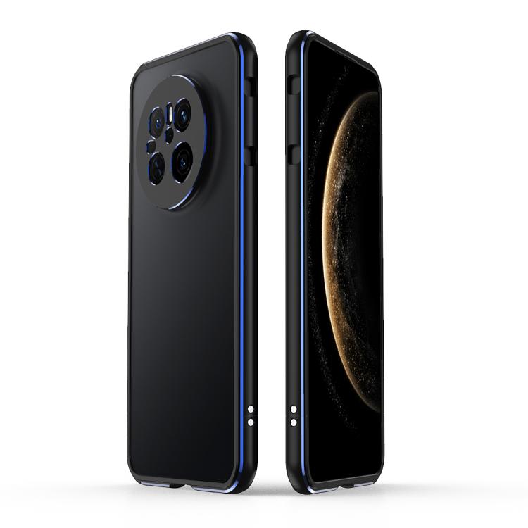 For Huawei Mate 70 Aurora Series Lens Protector + Metal Frame Phone Case(Black Blue) - Huawei Cases by buy2fix | Online Shopping UK | buy2fix