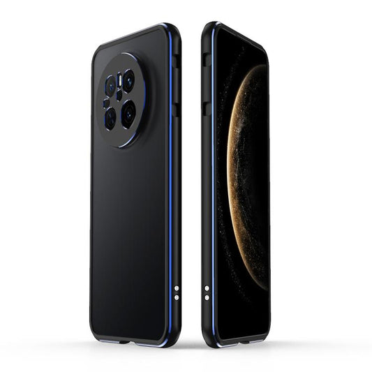 For Huawei Mate 70 Aurora Series Lens Protector + Metal Frame Phone Case(Black Blue) - Huawei Cases by buy2fix | Online Shopping UK | buy2fix