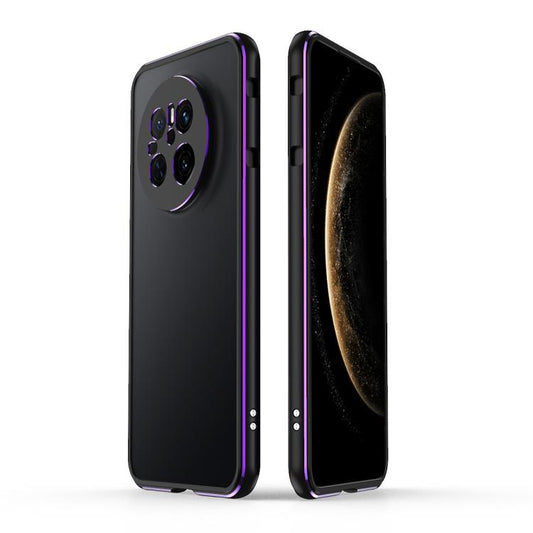 For Huawei Mate 70 Aurora Series Lens Protector + Metal Frame Phone Case(Black Purple) - Huawei Cases by buy2fix | Online Shopping UK | buy2fix