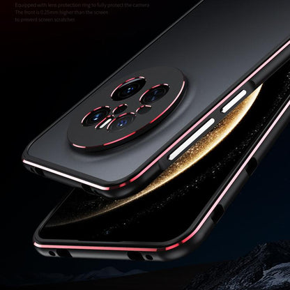 For Huawei Mate 70 Aurora Series Lens Protector + Metal Frame Phone Case(Black Purple) - Huawei Cases by buy2fix | Online Shopping UK | buy2fix