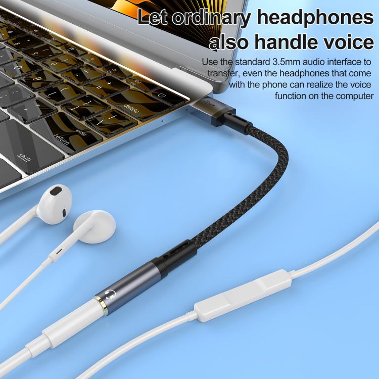 USB Male to 3.5mm Female Audio Adapter(Grey) - Audio Adapter by buy2fix | Online Shopping UK | buy2fix