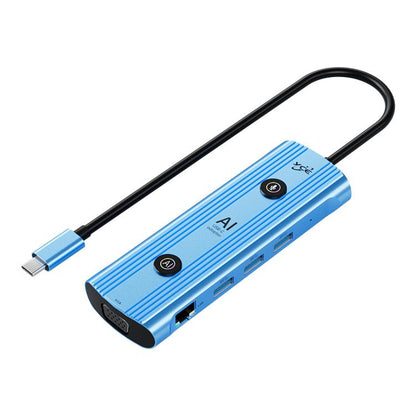YCE V261 13 in 1 USB-C / Type-C HUB Adapter AI Docking Station(Blue) - USB HUB by buy2fix | Online Shopping UK | buy2fix