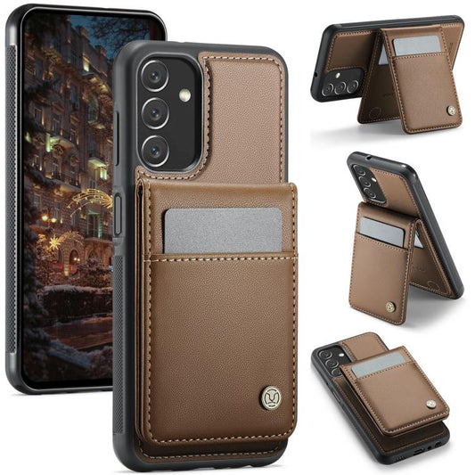 For Samsung Galaxy A13 4G JEEHOOD J06 British Style RFID MagSafe Card Bag PU Phone Case(Brown) - Galaxy Phone Cases by JEEHOOD | Online Shopping UK | buy2fix