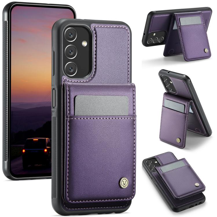 For Samsung Galaxy A13 5G JEEHOOD J06 British Style RFID MagSafe Card Bag PU Phone Case(Purple) - Galaxy Phone Cases by JEEHOOD | Online Shopping UK | buy2fix
