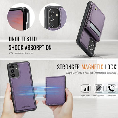 For Samsung Galaxy A13 5G JEEHOOD J06 British Style RFID MagSafe Card Bag PU Phone Case(Purple) - Galaxy Phone Cases by JEEHOOD | Online Shopping UK | buy2fix