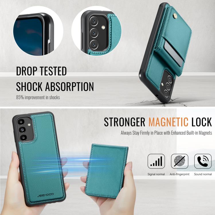 For Samsung Galaxy A13 5G JEEHOOD J06 British Style RFID MagSafe Card Bag PU Phone Case(Green) - Galaxy Phone Cases by JEEHOOD | Online Shopping UK | buy2fix