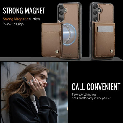 For Samsung Galaxy A25 5G JEEHOOD J06 British Style RFID MagSafe Card Bag PU Phone Case(Brown) - Galaxy Phone Cases by JEEHOOD | Online Shopping UK | buy2fix