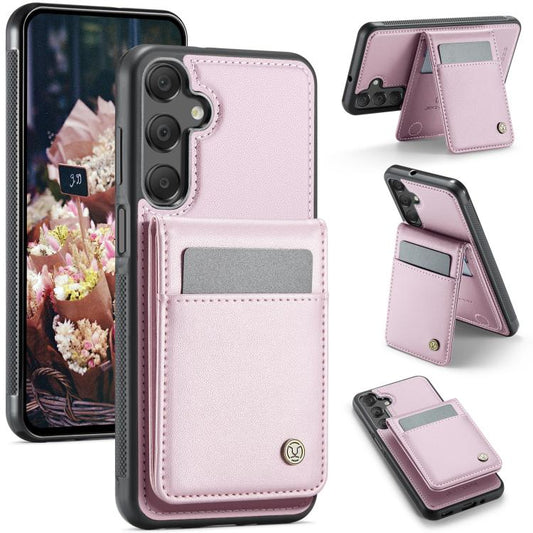 For Samsung Galaxy A16 5G JEEHOOD J06 British Style RFID MagSafe Card Bag PU Phone Case(Pink) - Galaxy Phone Cases by JEEHOOD | Online Shopping UK | buy2fix