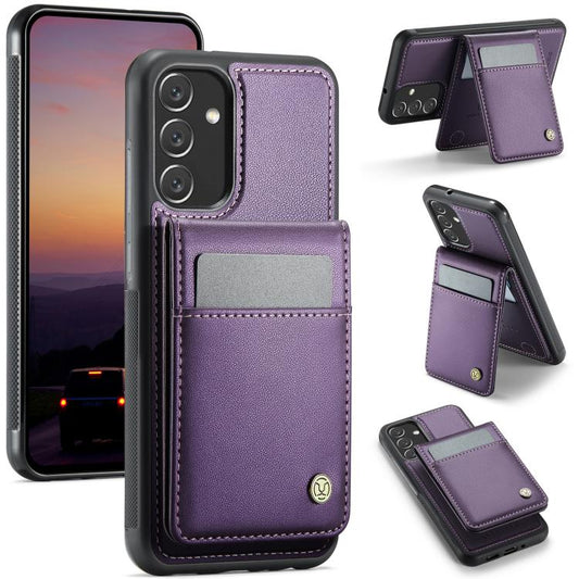 For Samsung Galaxy A34 5G JEEHOOD J06 British Style RFID MagSafe Card Bag PU Phone Case(Purple) - Galaxy Phone Cases by JEEHOOD | Online Shopping UK | buy2fix