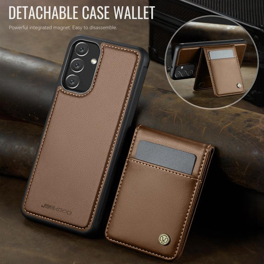 For Samsung Galaxy A34 5G JEEHOOD J06 British Style RFID MagSafe Card Bag PU Phone Case(Brown) - Galaxy Phone Cases by JEEHOOD | Online Shopping UK | buy2fix