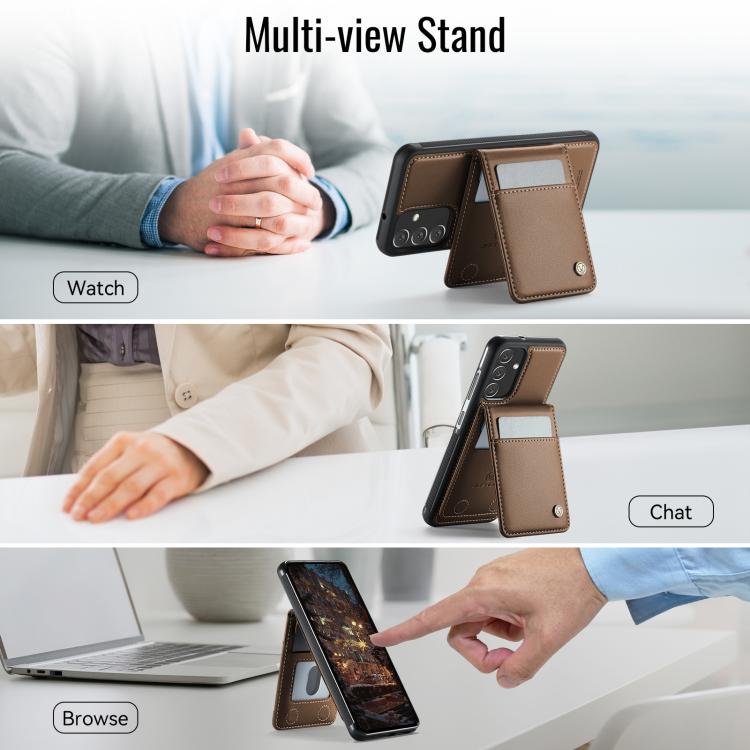 For Samsung Galaxy A34 5G JEEHOOD J06 British Style RFID MagSafe Card Bag PU Phone Case(Brown) - Galaxy Phone Cases by JEEHOOD | Online Shopping UK | buy2fix