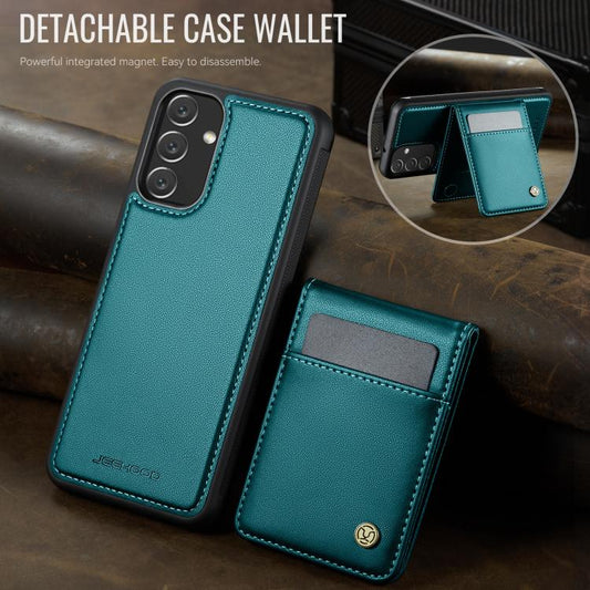 For Samsung Galaxy A34 5G JEEHOOD J06 British Style RFID MagSafe Card Bag PU Phone Case(Green) - Galaxy Phone Cases by JEEHOOD | Online Shopping UK | buy2fix
