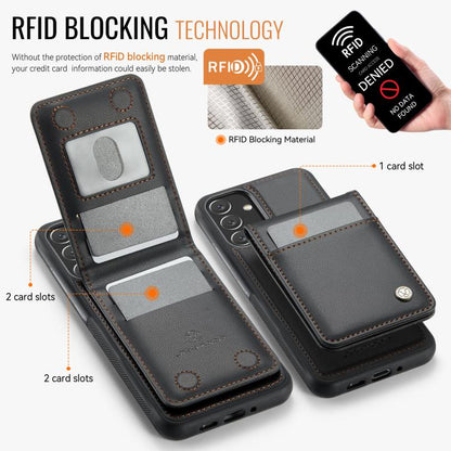 For Samsung Galaxy A34 5G JEEHOOD J06 British Style RFID MagSafe Card Bag PU Phone Case(Black) - Galaxy Phone Cases by JEEHOOD | Online Shopping UK | buy2fix