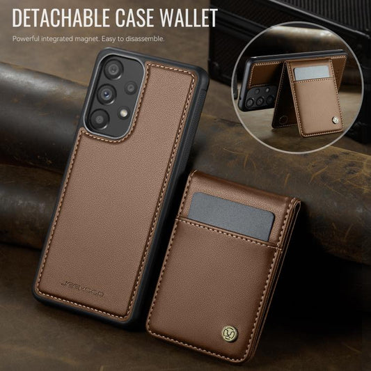 For Samsung Galaxy A53 5G JEEHOOD J06 British Style RFID MagSafe Card Bag PU Phone Case(Brown) - Galaxy Phone Cases by JEEHOOD | Online Shopping UK | buy2fix