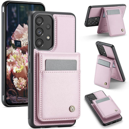For Samsung Galaxy A53 5G JEEHOOD J06 British Style RFID MagSafe Card Bag PU Phone Case(Pink) - Galaxy Phone Cases by JEEHOOD | Online Shopping UK | buy2fix