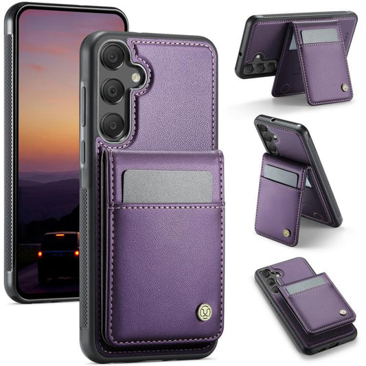 For Samsung Galaxy A55 5G JEEHOOD J06 British Style RFID MagSafe Card Bag PU Phone Case(Purple) - Galaxy Phone Cases by JEEHOOD | Online Shopping UK | buy2fix