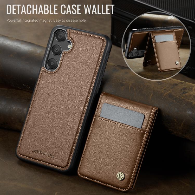 For Samsung Galaxy A55 5G JEEHOOD J06 British Style RFID MagSafe Card Bag PU Phone Case(Brown) - Galaxy Phone Cases by JEEHOOD | Online Shopping UK | buy2fix
