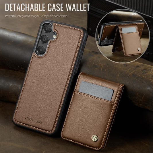 For Samsung Galaxy A55 5G JEEHOOD J06 British Style RFID MagSafe Card Bag PU Phone Case(Brown) - Galaxy Phone Cases by JEEHOOD | Online Shopping UK | buy2fix
