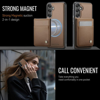 For Samsung Galaxy A55 5G JEEHOOD J06 British Style RFID MagSafe Card Bag PU Phone Case(Brown) - Galaxy Phone Cases by JEEHOOD | Online Shopping UK | buy2fix