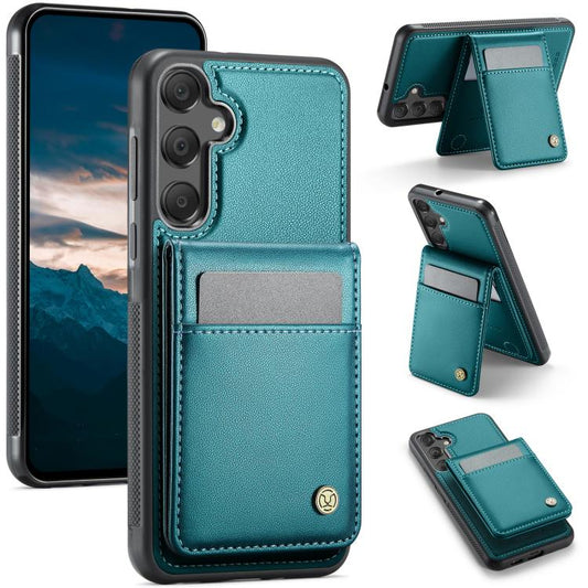 For Samsung Galaxy A55 5G JEEHOOD J06 British Style RFID MagSafe Card Bag PU Phone Case(Green) - Galaxy Phone Cases by JEEHOOD | Online Shopping UK | buy2fix