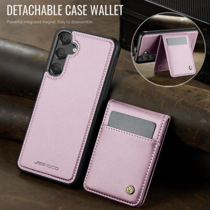 For Samsung Galaxy A55 5G JEEHOOD J06 British Style RFID MagSafe Card Bag PU Phone Case(Pink) - Galaxy Phone Cases by JEEHOOD | Online Shopping UK | buy2fix