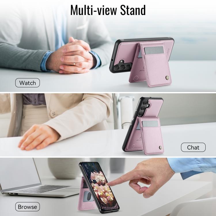 For Samsung Galaxy A55 5G JEEHOOD J06 British Style RFID MagSafe Card Bag PU Phone Case(Pink) - Galaxy Phone Cases by JEEHOOD | Online Shopping UK | buy2fix