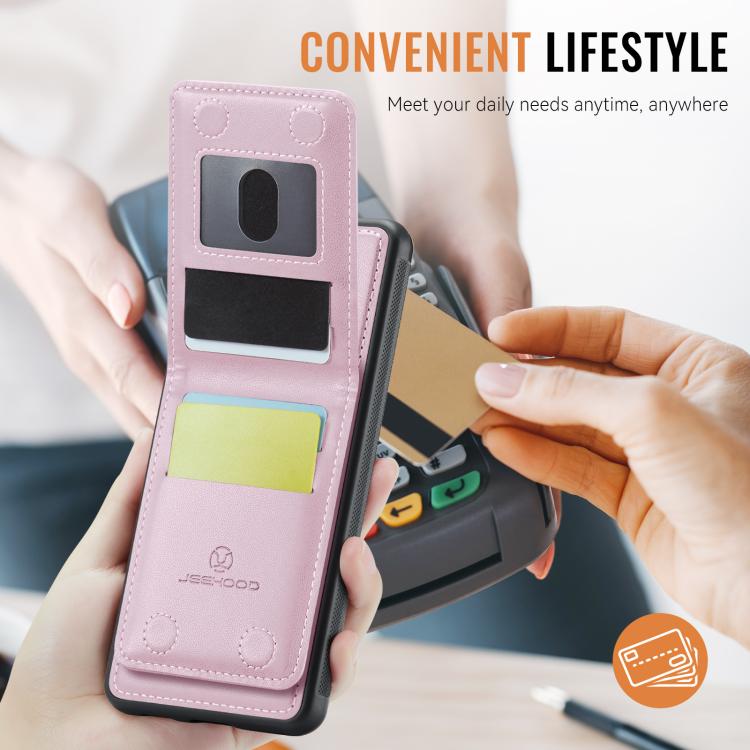 For Samsung Galaxy A55 5G JEEHOOD J06 British Style RFID MagSafe Card Bag PU Phone Case(Pink) - Galaxy Phone Cases by JEEHOOD | Online Shopping UK | buy2fix