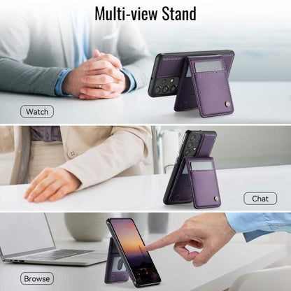 For Samsung Galaxy A33 5G JEEHOOD J06 British Style RFID MagSafe Card Bag PU Phone Case(Purple) - Galaxy Phone Cases by JEEHOOD | Online Shopping UK | buy2fix