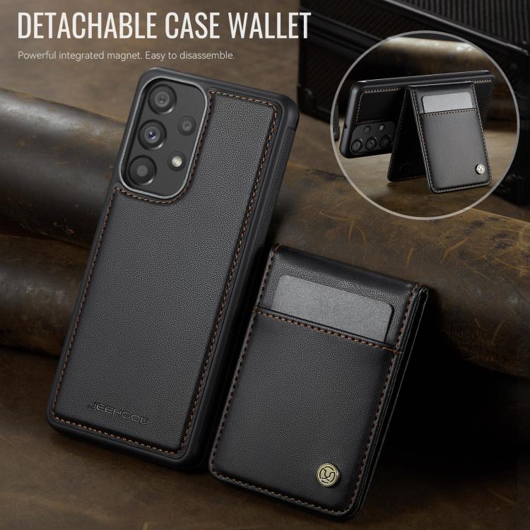 For Samsung Galaxy A33 5G JEEHOOD J06 British Style RFID MagSafe Card Bag PU Phone Case(Black) - Galaxy Phone Cases by JEEHOOD | Online Shopping UK | buy2fix