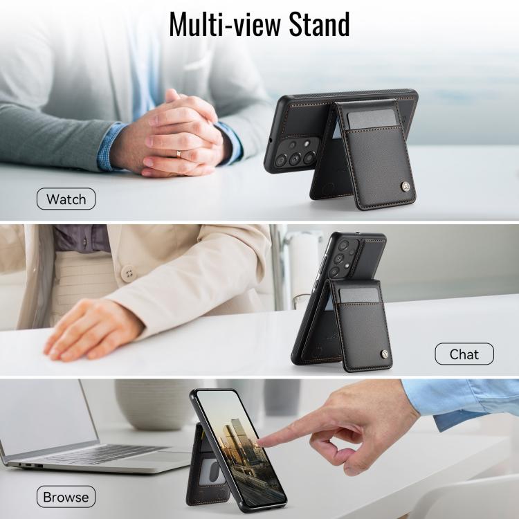 For Samsung Galaxy A33 5G JEEHOOD J06 British Style RFID MagSafe Card Bag PU Phone Case(Black) - Galaxy Phone Cases by JEEHOOD | Online Shopping UK | buy2fix