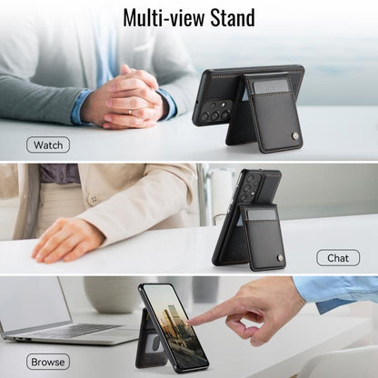 For Samsung Galaxy A33 5G JEEHOOD J06 British Style RFID MagSafe Card Bag PU Phone Case(Black) - Galaxy Phone Cases by JEEHOOD | Online Shopping UK | buy2fix