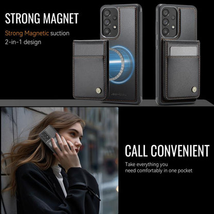 For Samsung Galaxy A33 5G JEEHOOD J06 British Style RFID MagSafe Card Bag PU Phone Case(Black) - Galaxy Phone Cases by JEEHOOD | Online Shopping UK | buy2fix