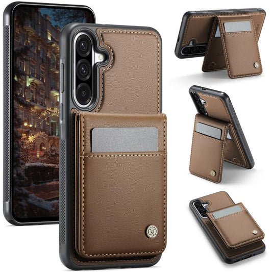 For Samsung Galaxy A56 5G JEEHOOD J06 British Style RFID MagSafe Card Bag PU Phone Case(Brown) - Galaxy Phone Cases by JEEHOOD | Online Shopping UK | buy2fix