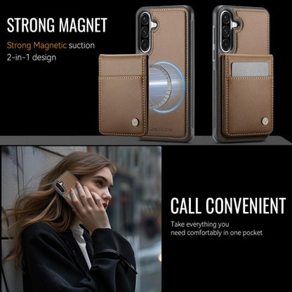 For Samsung Galaxy A56 5G JEEHOOD J06 British Style RFID MagSafe Card Bag PU Phone Case(Brown) - Galaxy Phone Cases by JEEHOOD | Online Shopping UK | buy2fix