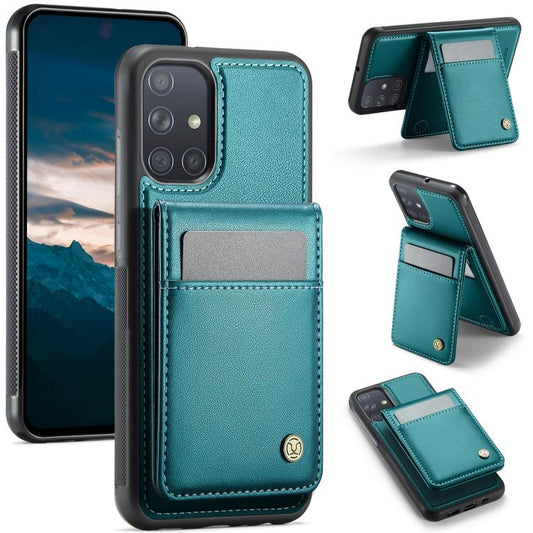 For Samsung Galaxy A51 4G JEEHOOD J06 British Style RFID MagSafe Card Bag PU Phone Case(Green) - Galaxy Phone Cases by JEEHOOD | Online Shopping UK | buy2fix