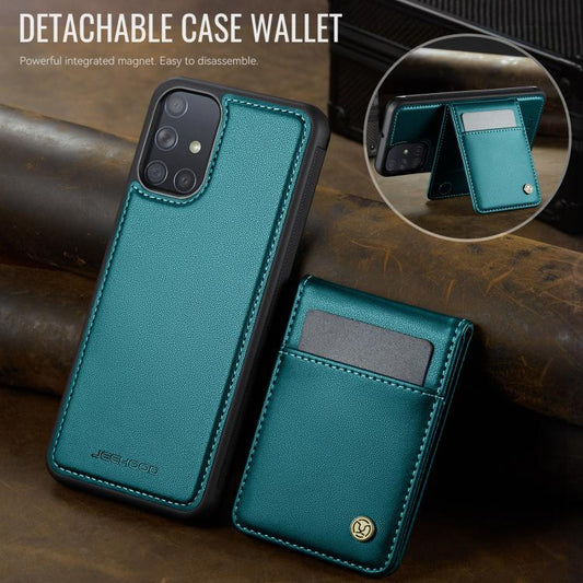 For Samsung Galaxy A51 4G JEEHOOD J06 British Style RFID MagSafe Card Bag PU Phone Case(Green) - Galaxy Phone Cases by JEEHOOD | Online Shopping UK | buy2fix
