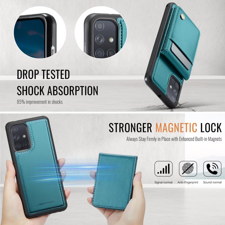 For Samsung Galaxy A51 4G JEEHOOD J06 British Style RFID MagSafe Card Bag PU Phone Case(Green) - Galaxy Phone Cases by JEEHOOD | Online Shopping UK | buy2fix