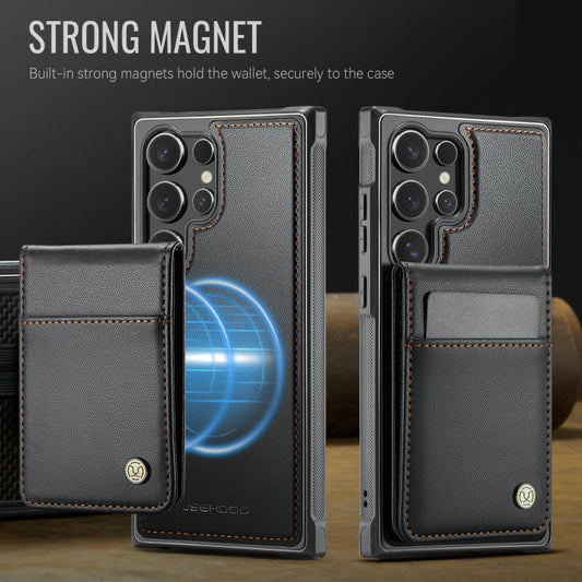 For Samsung Galaxy S23 Ultra 5G JEEHOOD J06 British Style RFID MagSafe Card Bag PU Phone Case(Black) - Galaxy S23 Ultra 5G Cases by JEEHOOD | Online Shopping UK | buy2fix